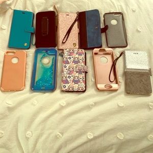 Assortment of iPhone 8 Plus cases and wallets